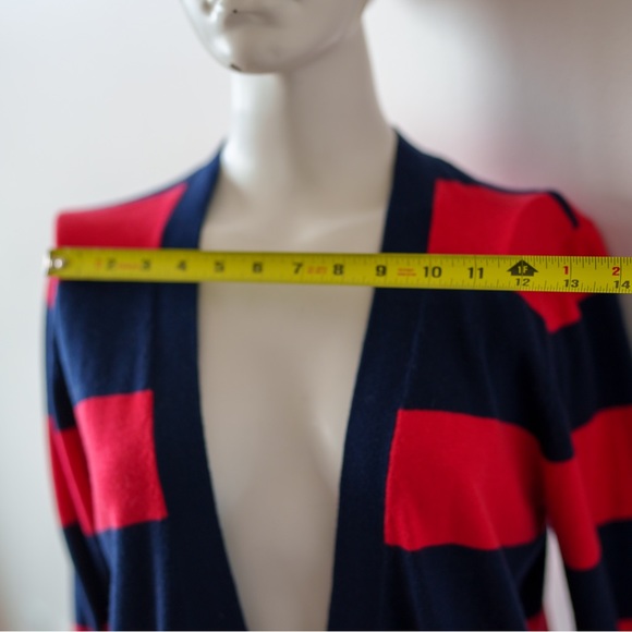 Y2K ** Steven Alan Deep V-Neck Cardigan Navy / Red Stripe - Size S - Picture 8 of 11